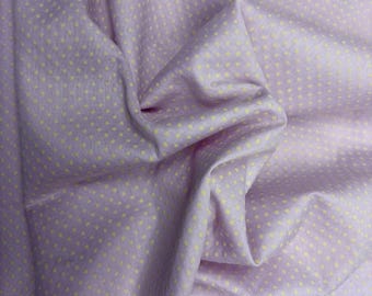 Vintage dotted swiss fabric lavender switzerland dots cotton blend cream dots tufts doll clothes scrapbooking  price 16" piece