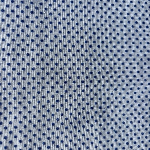 60s Vintage dotted swiss flocked cotton blend fabric navy blue dots on pure white  doll clothes  price for 1/2 yd