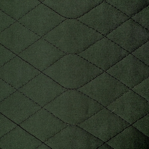 May include: Dark green quilted fabric featuring a diamond pattern. The stitching is a darker shade of green, creating a subtle contrast. The texture appears soft and durable, suitable for various crafting projects.