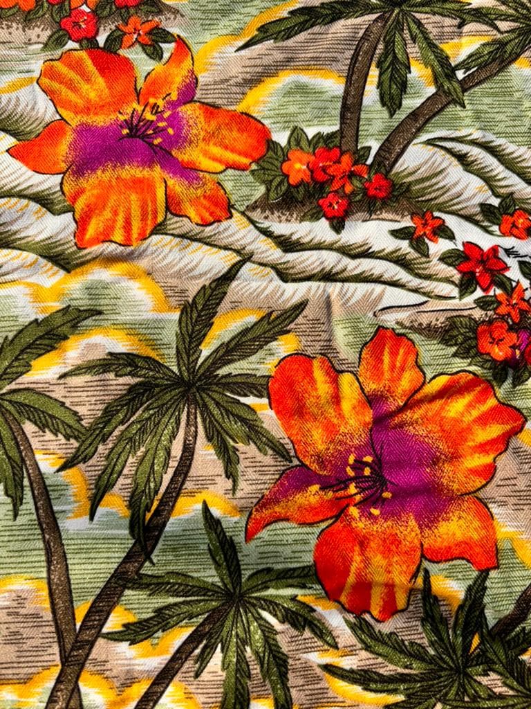 Mini Jupe Tropicale Orange – Motif Palmiers, Fille, Année 2000, Taille L