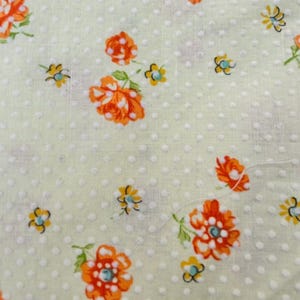 Vintage dotted swiss switzerland dots floral cotton fabric white dots tufts on yellow: doll clothes dress curtains skirt blouse price 1/2 yd