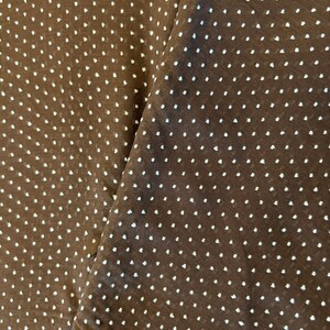 50s Vintage dotted swiss switzerland dots cotton fabric white dots tufts on brown doll clothes crafts narrow width price per piece
