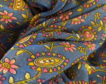 Paisleyfarben! Herzen! 70er Jahre Vintage baumwolle poly blend stoff stoff blau rot flower power für bluse, puppenkleidung, vorhänge preis 1/2 yd