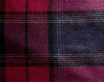 Vintage wool fabric midweight cranberry purple plaid smooth jacket skirt slacks upholstery pillow crafts price half yard or piece