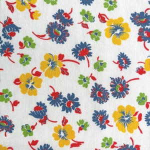 Vintage Futtersack 40er Jahre Futtersack gelb grün marine Blumen floral rotes Laub Sammlermaterial halber Futtersack