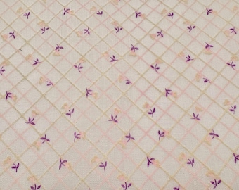 Embossed flowers lines vintage purple pink cotton blend slightly sheer dolls clothes child's dress curtain price half yard or per piece