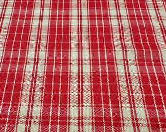 Vintage roter karierter cremefarbener Stoff Baumwolle weicher hochwertiges Oberteil Shorts rustikales Kinderküche Vorhang Wohnkultur Schürze