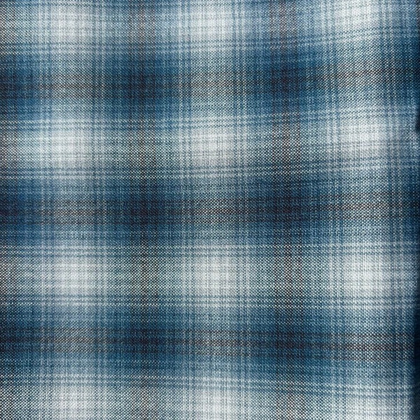 Vintage wool summer suiting light weight blue plaid fabric curtains dress jacket skirt suit