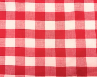 Tkanina bawełniana w kratkę gingham z lat 50. w stylu rustykalnym, w kratkę 1', w kolorze czerwonym i białym, na obrus piknikowy, fartuch, zasłony do kawiarni, do rękodzieła kuchennego, cena za 1/2 jarda