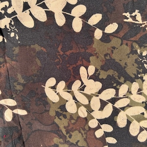 Challis de rayón vintage de suave caída en marrón oliva y crema: cortinas, fundas de almohada, top, fundas de libro, viscosa,