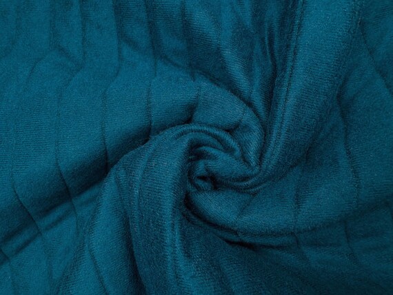 Quilted padded cotton fabric poly lined mallard blue teal : dog jacket, vest, jacket, pot holders, crafting, pillow price 1/2 yd 48" w