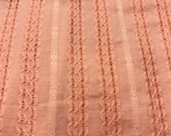 60s Peach dimity vintage cotton fabric farmhouse kitchen slightly sheer curtains apron doll clothes summer dress price half yard