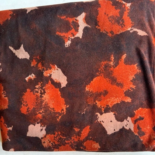 2.25 yds 60s jersey knit soft brown orange fall fabric for top, blouse, wrap top, doll clothes