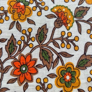 Vintage Futtersack Futtersack 40er 50er floral orange gelb tan grün Quilt Quilten Basteln Sammlerpreis halber Sack