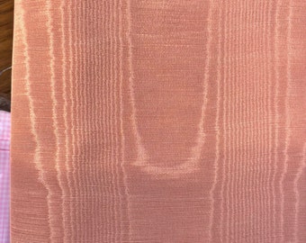 Vintage moire rayon bengaline grosgrain dusty salmon upholstery fabric pillow chair cover  doll clothes price per half yard