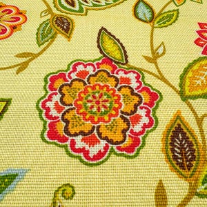 Waverly fabric Lively Trails upholstery home decor yellow red olive Jacobean cotton pillow chair cover cushion curtains price 1/2 yd 55" w