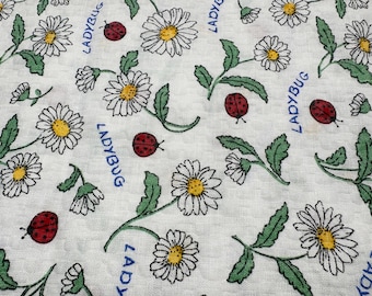Marienkäfer! Plissee Vintage Margeriten Blumen weich Gardinen Baby Puppe Kinderkleidung Kleid Bluse Bastelpreis 1/2 Meter 147cm breit