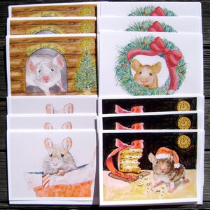 Set of 12 Christmas Card Mouse Assortment Variety | Etsy