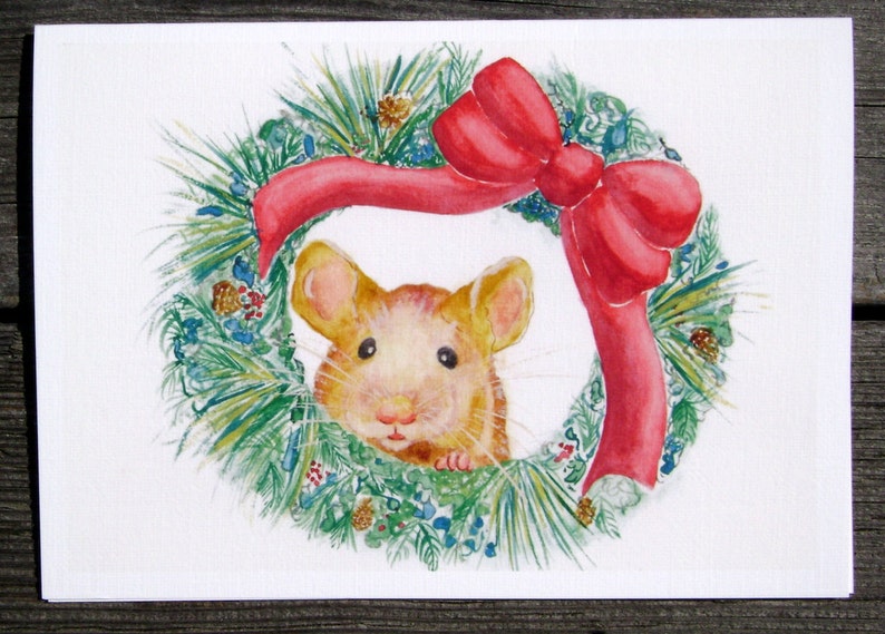 Set Of 12 Christmas Card Mouse Assortment Variety Etsy