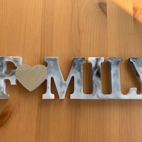 Family marble chrome resin sign