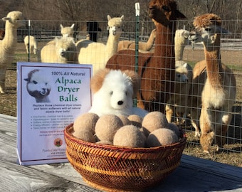 100% Alpaca Dryer Balls (pack of 3) - Eco Friendly and Hypoallergenic