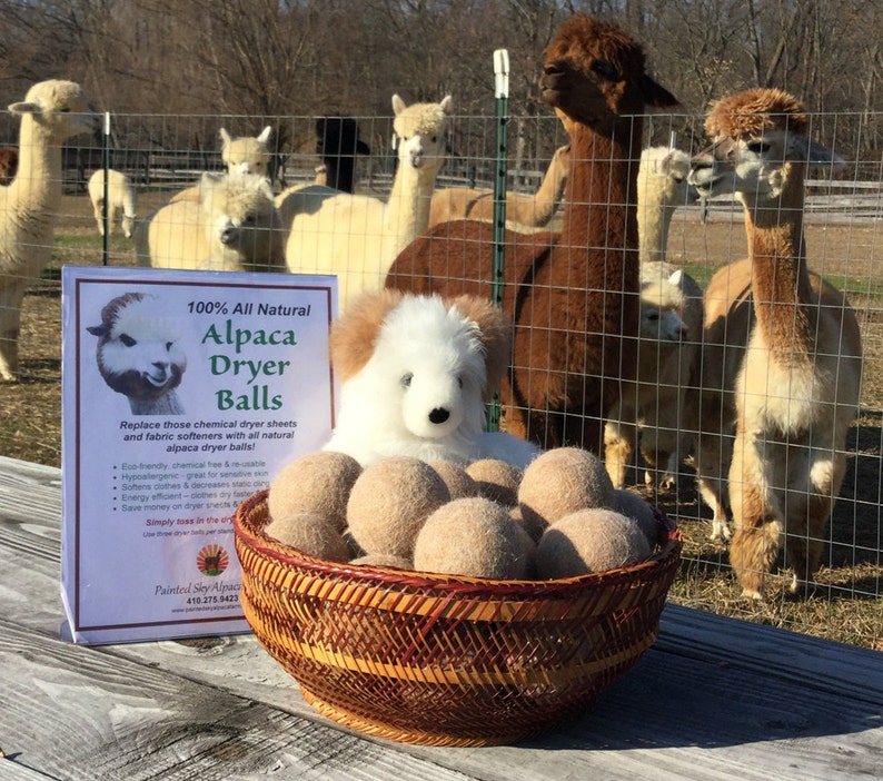 100% Alpaca Dryer Balls pack of 3 Eco Friendly and Hypoallergenic image 1