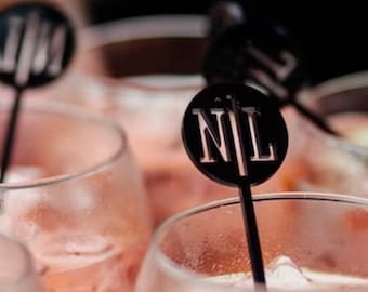Custom Acrylic Wedding Drink Stirrers - Personalized Cocktail Sticks