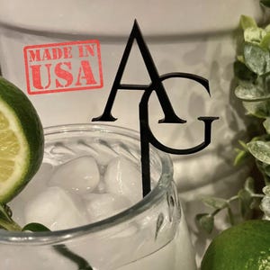 Custom Acrylic Initial Cocktail Stirrers: Personalized Wedding & Party Drink Picks - Free Shipping