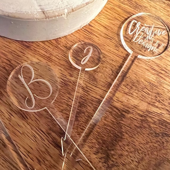 Custom Laser Engraved Acrylic Food Skewers, Wedding Appetizer Picks