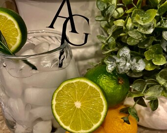 Custom Acrylic Cocktail Stirrers with Initials Personalized Wedding Party Drink Picks