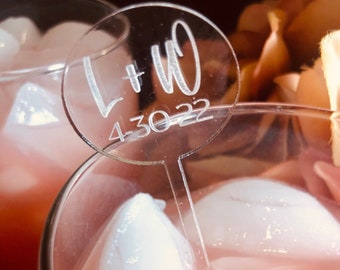 Engraved Acrylic Wedding Drink Stirrers – Personalized Cocktail Skewers