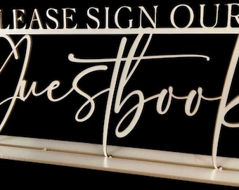 Guestbook Wedding Sign with Stand SVG - Guestbook Table Sign SVG- Digital File Only