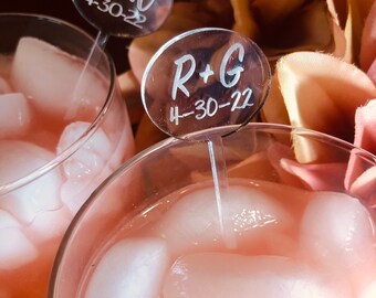 Personalized Acrylic Drink Stirrers: Custom Cocktail Sticks, Wedding Decor