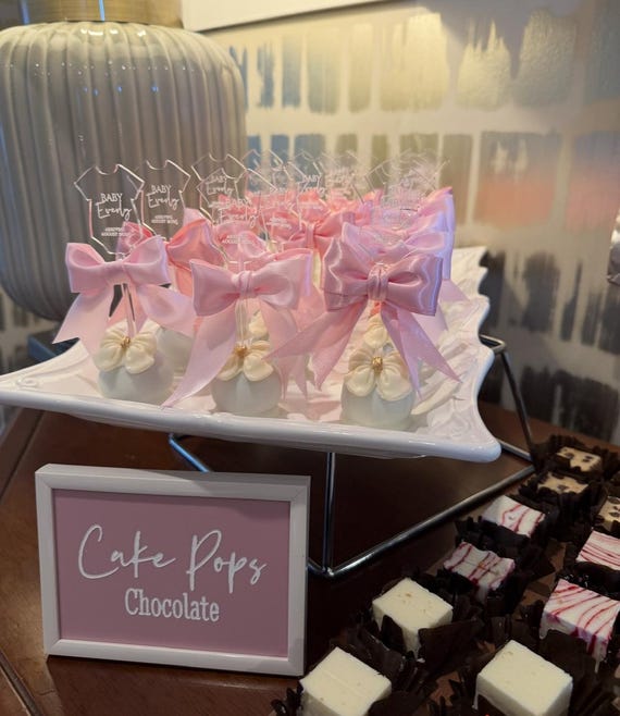 Custom Engraved Acrylic Cake Pop Sticks – Personalized Logo Topper – Clear Acrylic – 5 Inches - SHIPS FREE