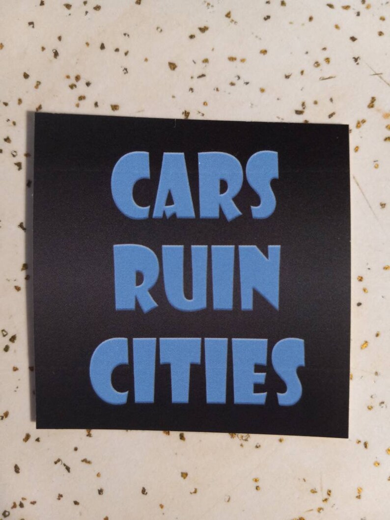 Cars Ruin Cities Square Vinyl Sticker Etsy
