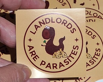 Landlords are Parasites Leech with Moneybag Vinyl Sticker