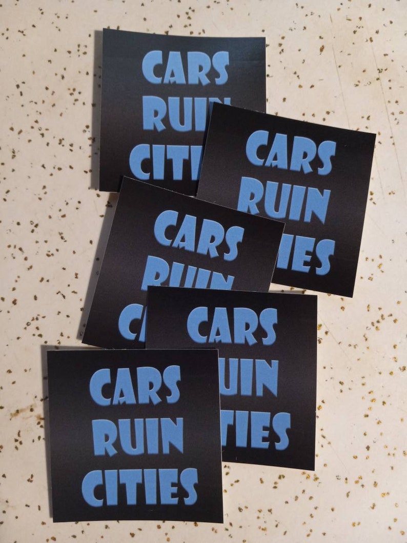 Cars Ruin Cities Square Vinyl Sticker Etsy