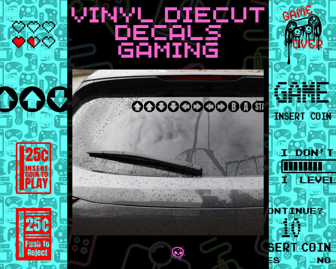 MEDIUM to LARGE Video Game Car Decals, Typography, Nerd, Cute Vinyl ...