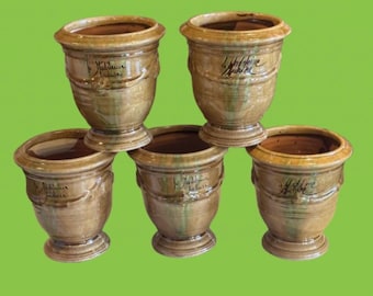 FIVE FRENCH  ANDUZE pots in flame color by Le Madeleine