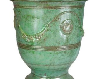French Anduze Emerald Patina Planter. Limited Qty. Available.  18” x 22”