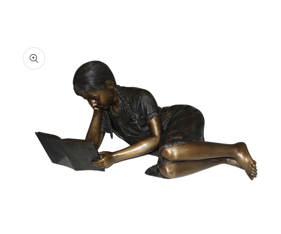 Girl Reading a Book Bronze Statue - Etsy