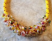 Resort Wear Kumihimo Cotton Candy Braided Necklace with Unicorne Teardrop Beads 20 quot
