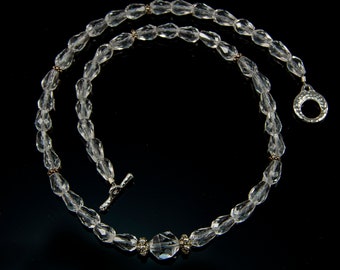 Clear Crystal Quartz Necklace with Silver Accents - 18"