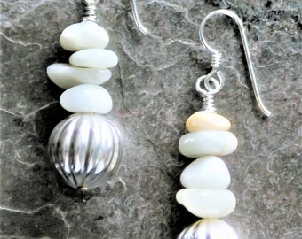 Moonstone & Silver Dangle Earrings