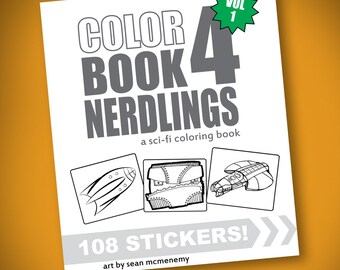 Colorbook4Nerdlings 108 Sci-Fi Stickers!  Coloring book stickers by Sean McMenemy