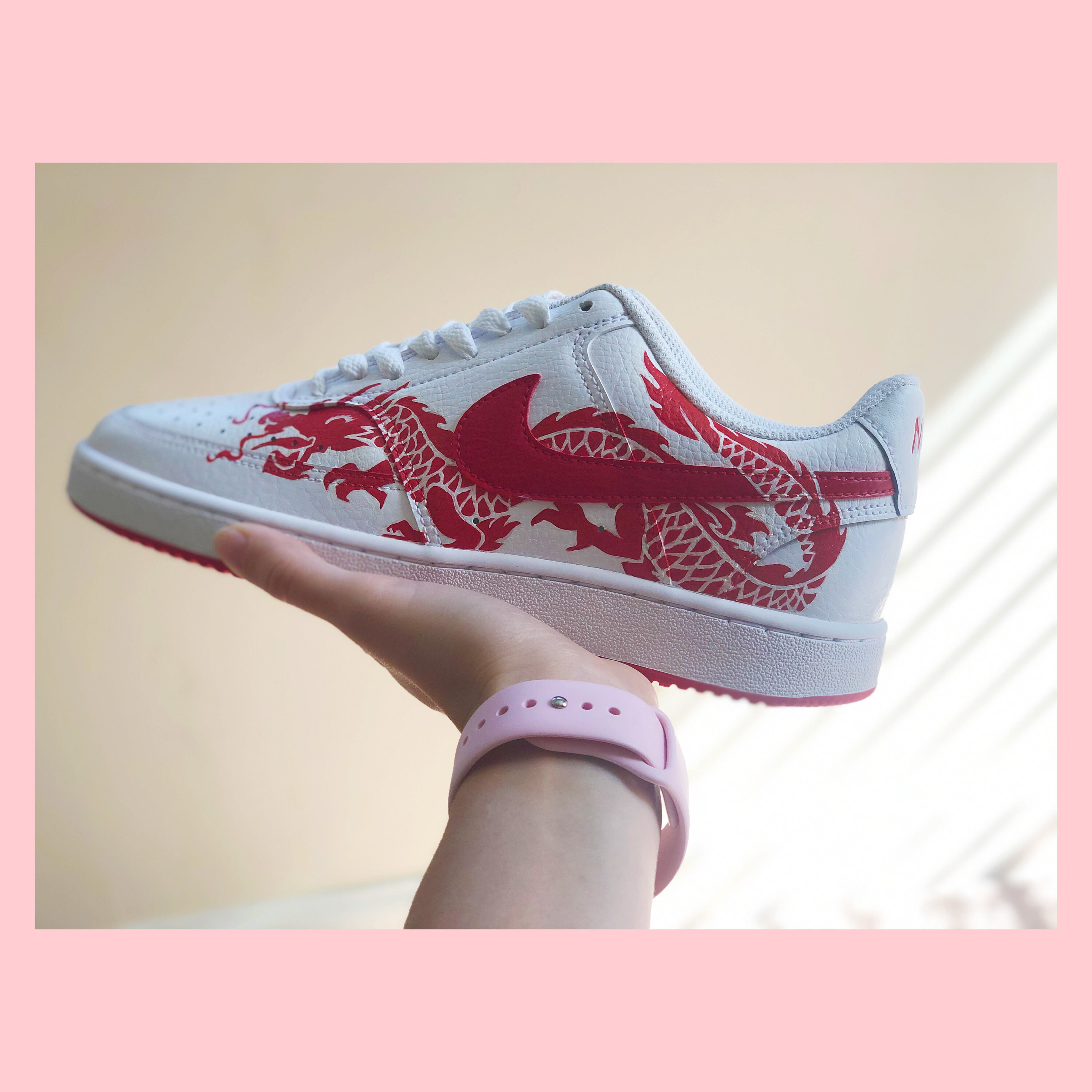 Dragon-cherry Blossom Nike Court Red Bottom Sneakers | Etsy Ireland