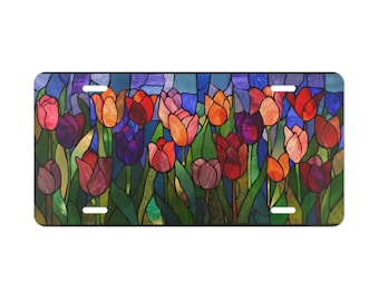 Tulipanes, flores rosas y moradas