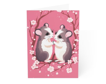 Valentine's Day Possums Kissing, Greeting Cards (1, 10, 30, and 50pcs)