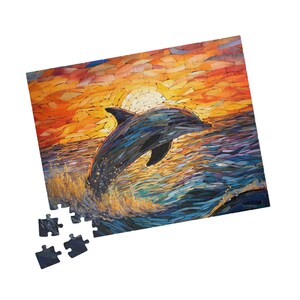 ON SALE, Dolphin Puzzle (110, 252, 520, 1014-piece) Ocean Theme Puzzle, Sea, Adult Puzzle, Jigsaw Puzzle, Brain Teaser Game