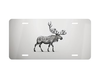 Moose Vanity Plate, License Plate, Front of Car, Animal